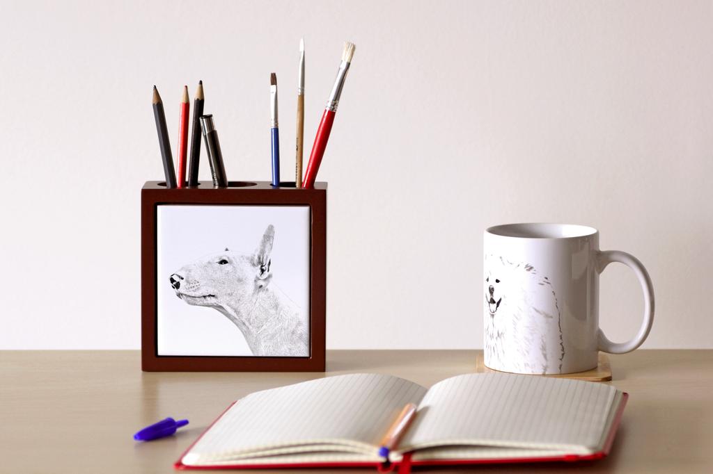 Bull Terrier, Bully – Pen holder with a dog, desk organizer with a print | Art-Dog