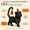 Niedliche Hexenkater-Skulptur für den Garten Halloween Schwarz Mit Hut Figur, Harzstatue Sammlerstücke Schreibtischregal, Gruselige Heimdekoration, Geschenk