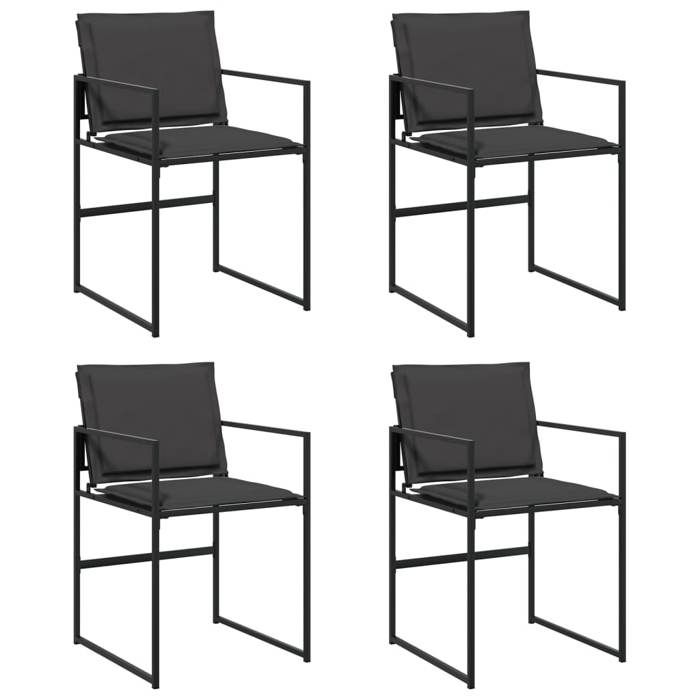 VidaXL Garden Chairs and Cushions Set of 4 Black Steel and Textilene, Garden Seat, Patio Chair, Dining Chair of 4008584