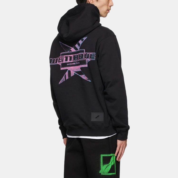We11done Ss21 Multicolor Logo Terry Hooded Sweatshirt Unisex sweatshirt Black WD-TH1-21-502-U-BK