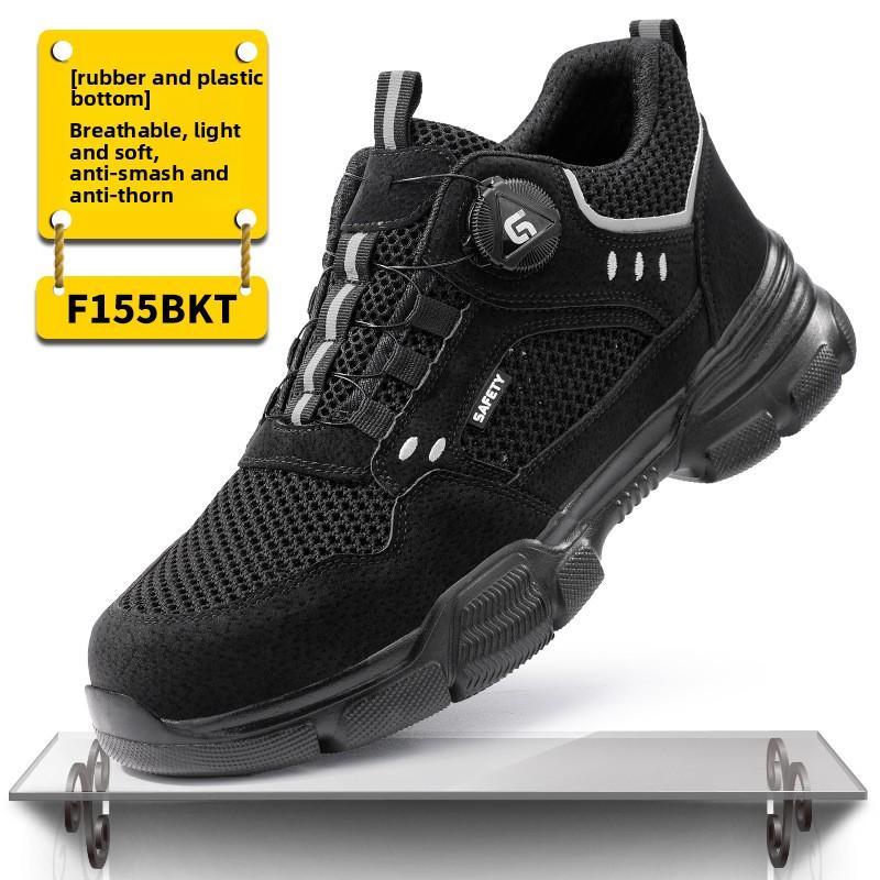 Summer Safety Shoes With Rotary Button Breathable Mesh Work Shoes For Men Anti Puncture Sneakers For Working With Toe Protection