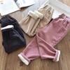 Girls Winter Thickened Corduroy Pants Fleece Lined Warm Casual Trousers For Kids