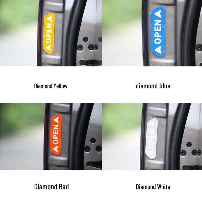 Car Door Reflective Anti-collision Stickers - Set of 4 Safety Warning Stickers for Night Driving