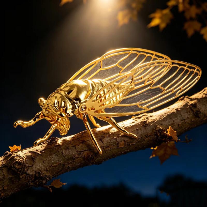 Creative Exquisite Cicada Figurine Mini Hollowed-Out Alloy Animal Statue Retro Anti-Rust Desktop Small Ornament Gift