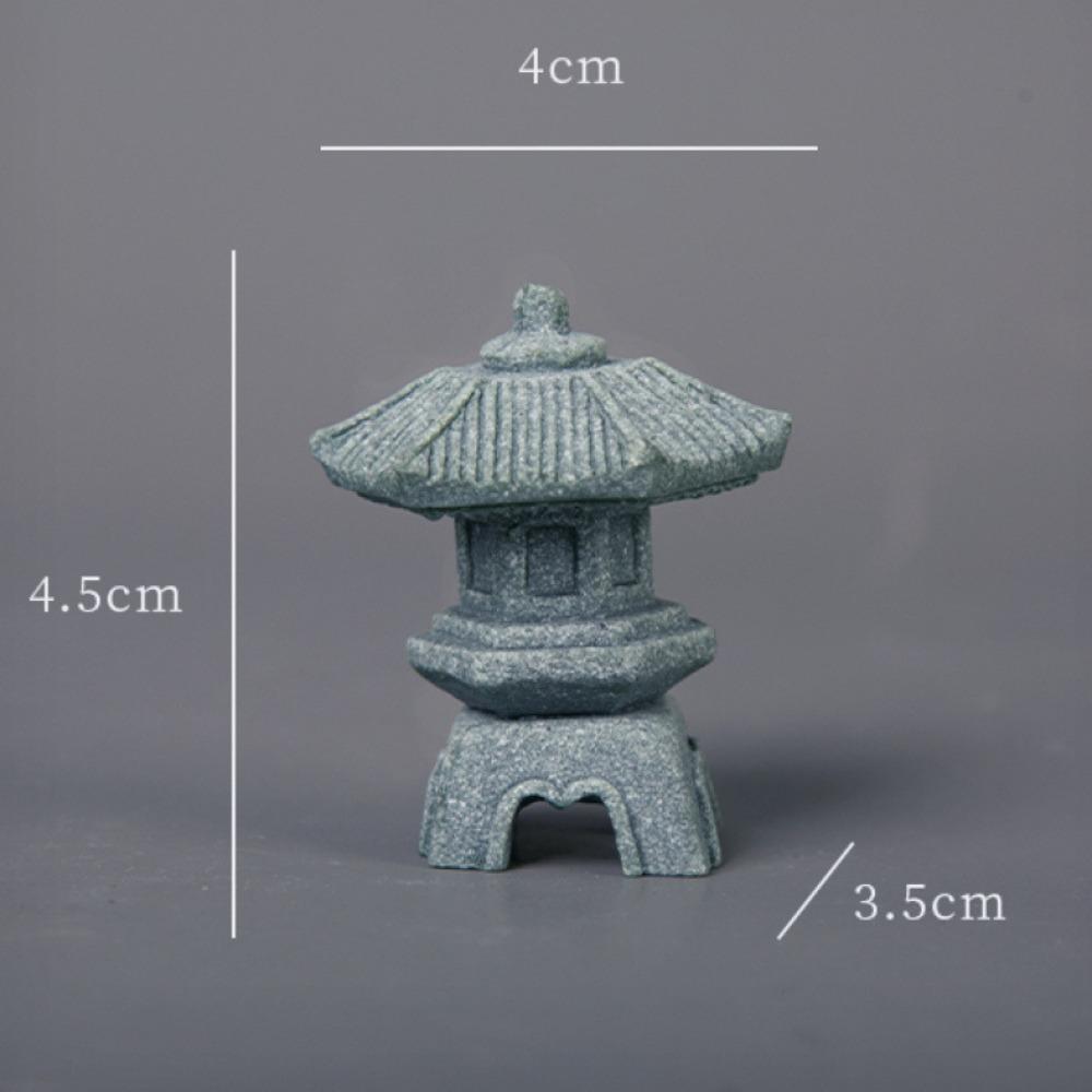 Neue Mini-Pagodenlaterne Licht Gartenstatue Dekorativer Sandstein Mikrolandschaftslampe Zen-Hof Miniatur-Bonsai