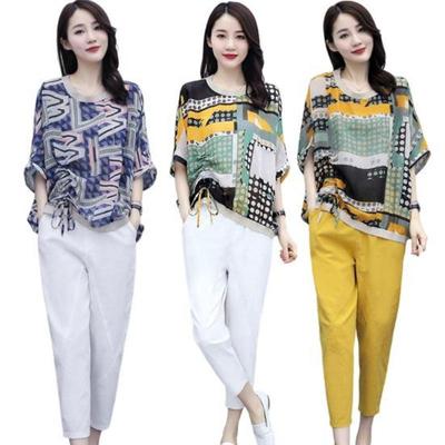 Modisches Damen-Zweiteiler-Set mit floralem Print, lässiger lockerer Stil, Damen-Sommer-Sets