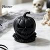 Cool Personalized Festive Props 3D Printed Evil Pumpkin Head Figurine with Ruffled Collar, Gothic Dark Thrilling Party Atmosphere Decor Jack O Lantern