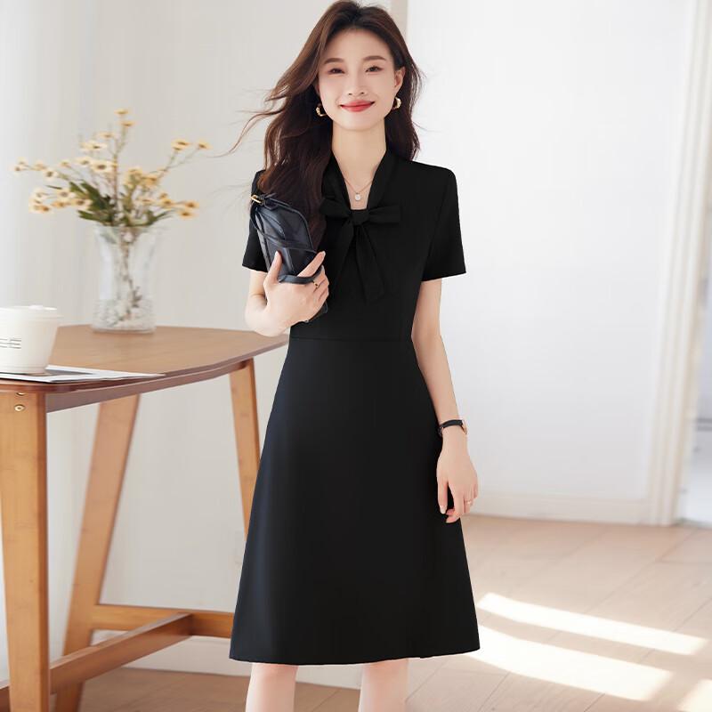 Women's Short Sleeve Professional Dress with Bow