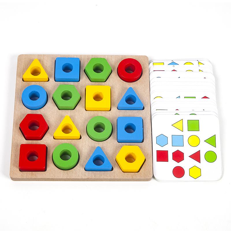 Wooden Geometric Shape Matching Game for Early Learning and Parent-Child Interaction