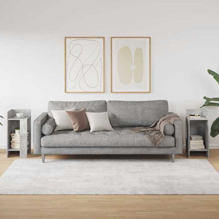 VidaXL Side Tables 2 Pcs with Shelf Concrete Grey 25.5x27x60 Cm, End Table, Sofa Side Table, Table of 858549