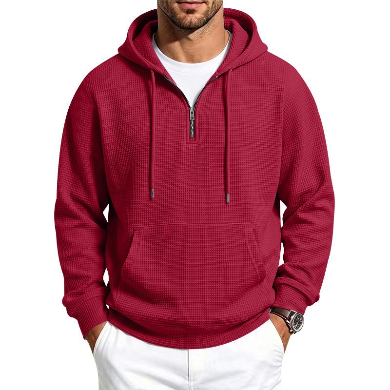 Herren Waffelstrick Kapuzenpullover Lockerer Schnitt Lässiges Sweatshirt