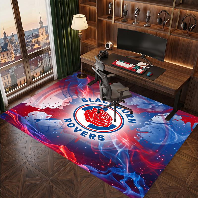 Blackburn Rovers Football Print Crystal Velvet Rug, Comfortable Water Absorbent Non Slip Indoor Floor Carpet