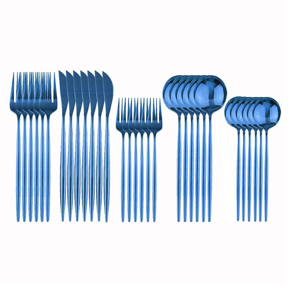 30Pcs White Gold Cutlery Set 18/10 Stainless Steel Dinnerware Set Knife Dessert Fork Spoon Silverware Kitchen Tableware Set