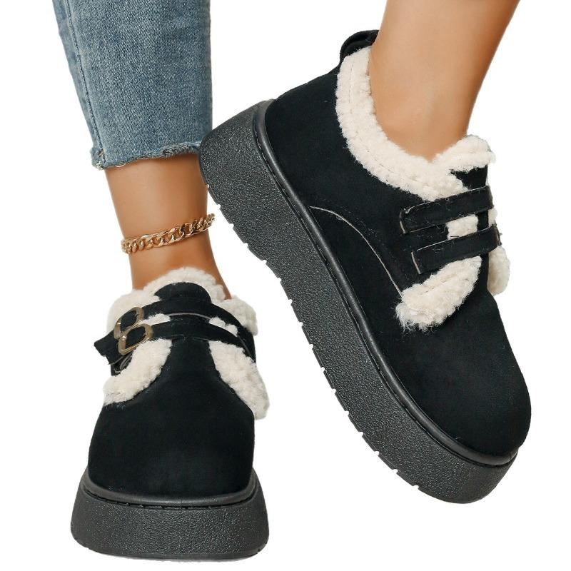 Damskie buty Birkenstock na platformie, pluszowe zimowe mokasyny, zwiększające wysokość futrzane buty śniegowe dla kobiet