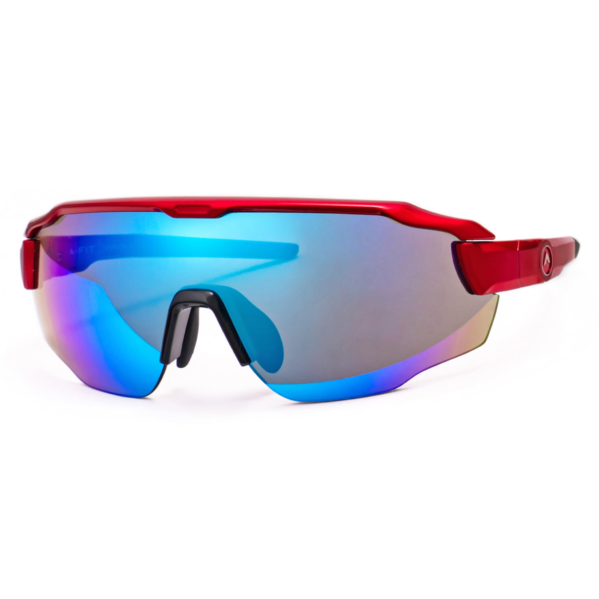 

FIT MASTER Sports Sunglasses with Ribbon Mirror Lenses for a Perfect Fit A-Fit Men s Half-Rim Red/Blue (AF-808-C2-BLRM-S)
