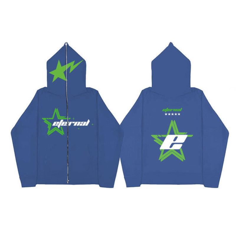 Herbst Herren Hoodie Jacke Y2K Gothic Dark Star Pattern Print Reißverschluss Sweatshirt Äußere Mode Vintage Paar Hoodie Jacke