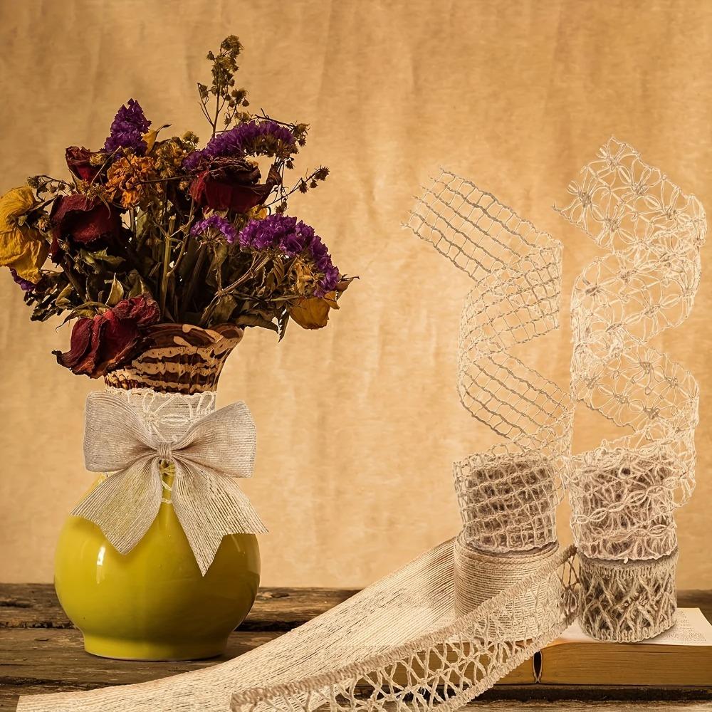 4 Rolki Dekoracyjna Naturalna Juta Wstążka Workowa DIY Szycie Rzemiosło Wstążka Jutowa Pakowanie Prezentów Siatka Wstążka Vintage