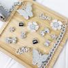 16PCS Luxury Shoe Charms Set Accessories Hole Shoe Buckle Silver Rhinestone Butterfly Chain DIY Shoes Decorations Party Gift