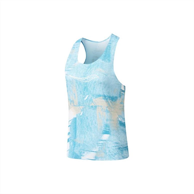 Saucony Running Series Tie-Dye Breathable Sports Tank Top Women Tops Blue-Moon SC1239095-1