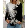 Women's Christmas Santa Long Sleeve T-Shirts, Festive Snowflake Print Top, Holiday Party Wear, Fall Winter Seasonal Style