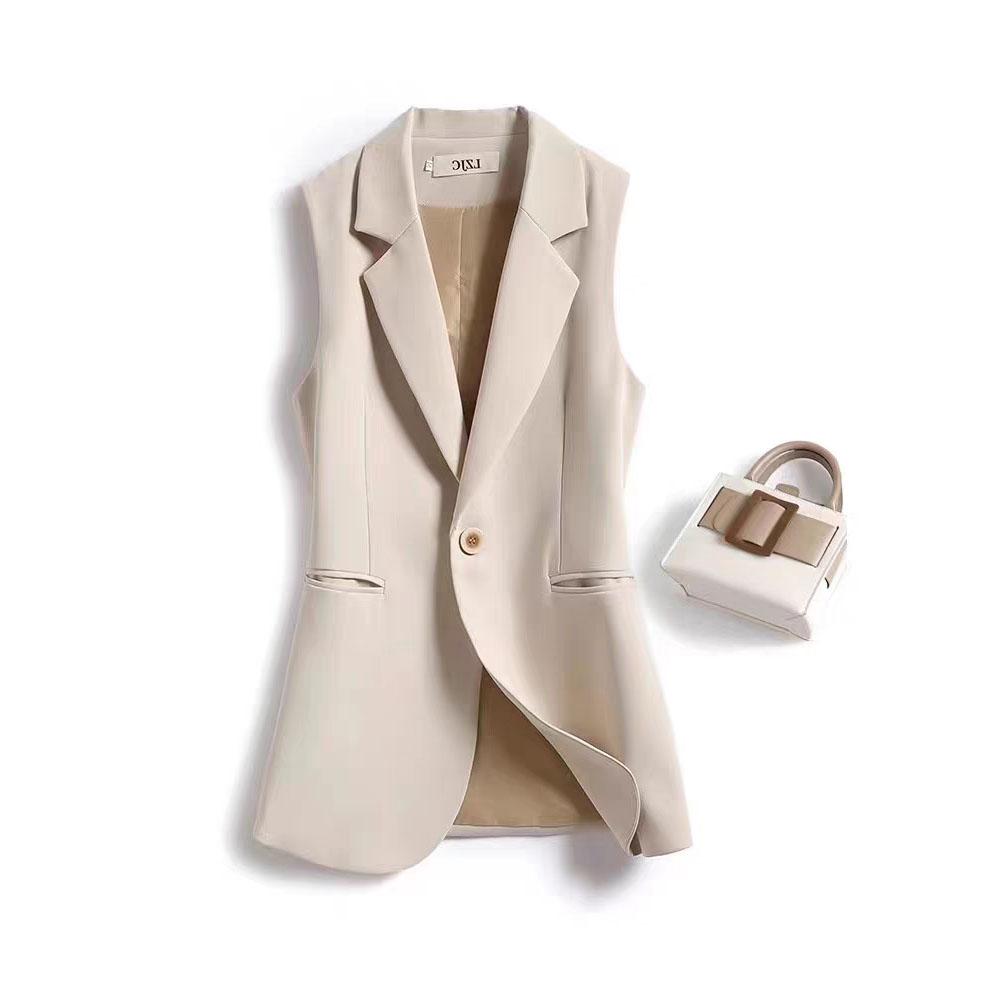 Sleeveless Suit Vest Women Loose Spring and Fall Senior Sense of The Canvas Undershirt Jacket Plus Size