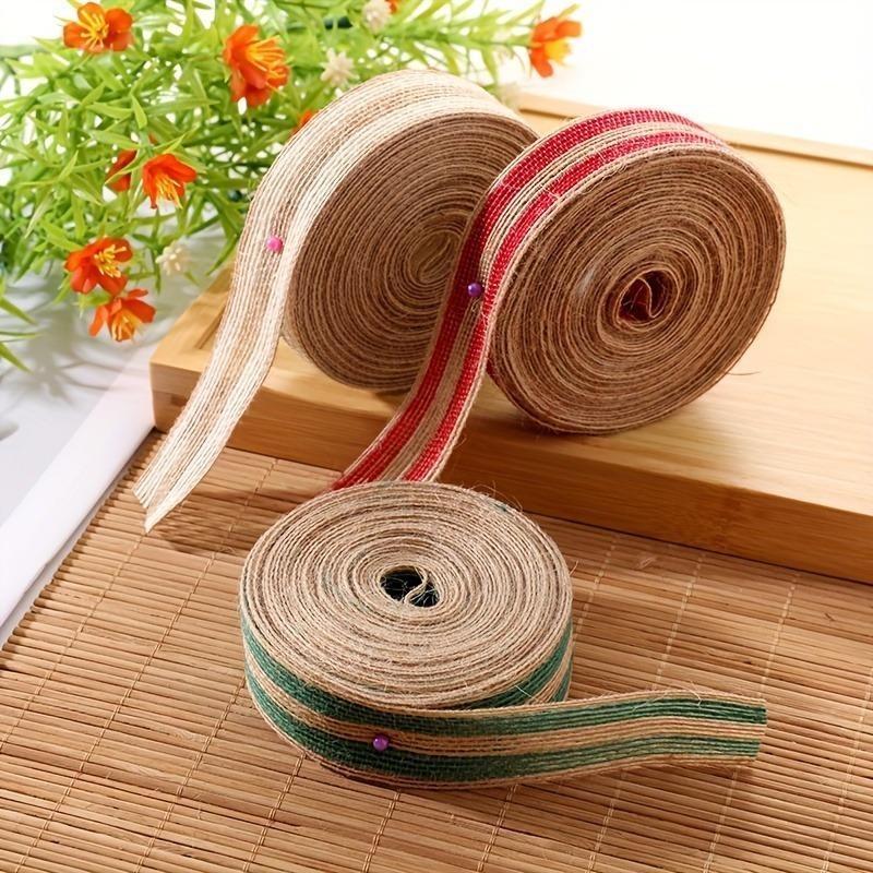 Vintage-Inspired Burlap Ribbon Set - 0.98inch/10 Yards Natural Jute Fabric for Wedding Decor Crafts Bows