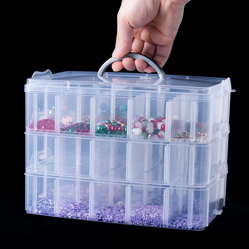 3-Tier Craft Storage Container, Stackable Organizer Box with Dividers for Art Supplies, Beads, Washi Tapes, Jewelry Accessories