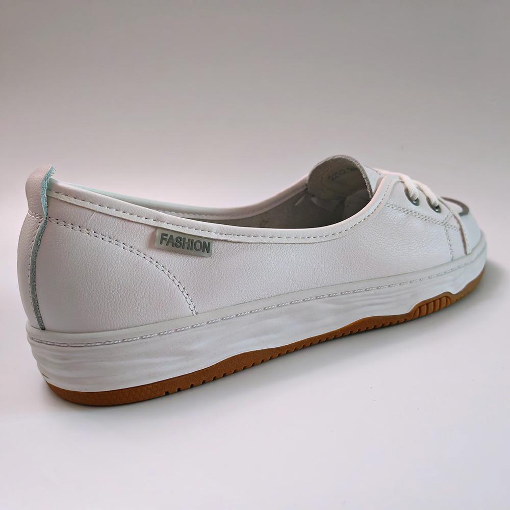 Women White Leather Casual Sneakers Slip-On Comfort Walking Shoes Fashion Loafers Flat Cowhide Lightweight Daily Wear