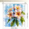 1pc Watercolor Plumeria Shower Curtain - Blue, Pink, Yellow & Green, 71x71 Inch, Polyester, 12 Hooks, Hand Wash, Bathroom Decor