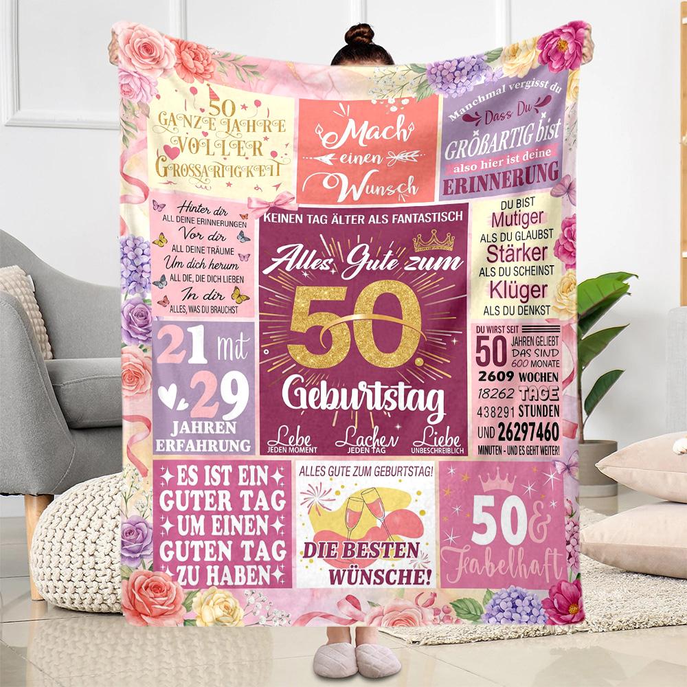 50th Anniversary Celebration Flannel Blanket-Soft and Suitable for Sofas,Beds,Offices,Travel,All Seasons,Great Gift for Holidays and Birthdays.