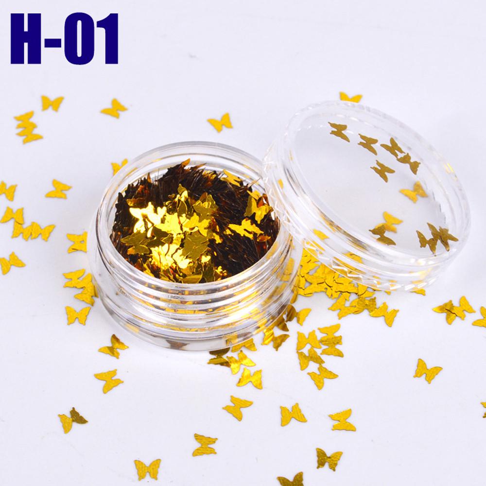 12Color Nail Flash Discoloration Nail Decoration Butterfly Sequins