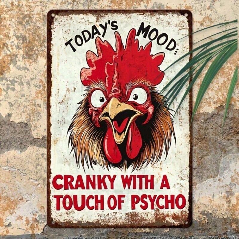 

Metal Wall Poster Rooster Sign Vintage Garage Decor