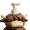 Highland Cow Liquid Soap Dispenser Shampoo Body Hand Wash Shower Gel Facial Cleanser Container Bathroom Refillable Empty Press Pump Bottle