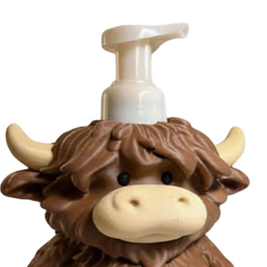 Highland Cow Liquid Soap Dispenser Shampoo Body Hand Wash Shower Gel Facial Cleanser Container Bathroom Refillable Empty Press Pump Bottle