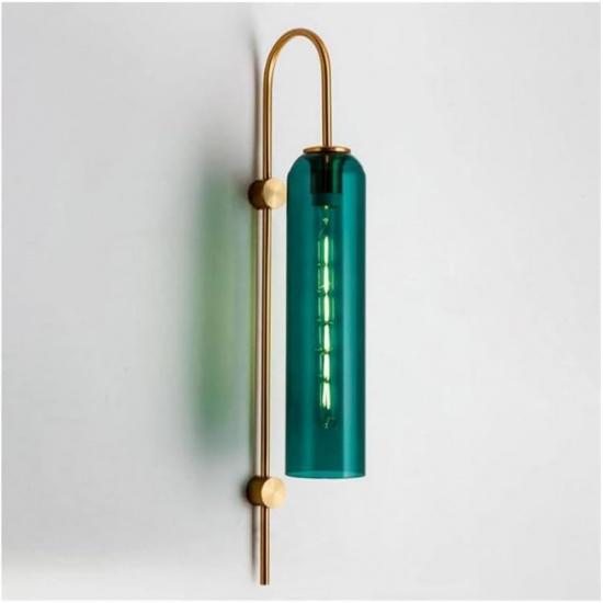 Mid-Century Modern Wall Sconce, Frosted Gray Glass & Gold Long Arm Wall Light, E26 Base, for Bedroom, Living Room(White)