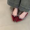 Fashion 2025 Designer Women Mary Jane Flats Shoes Fashion Crystal Pointed Toe Shoes Laides Comfort Soft Sole Wedding Party Shoes