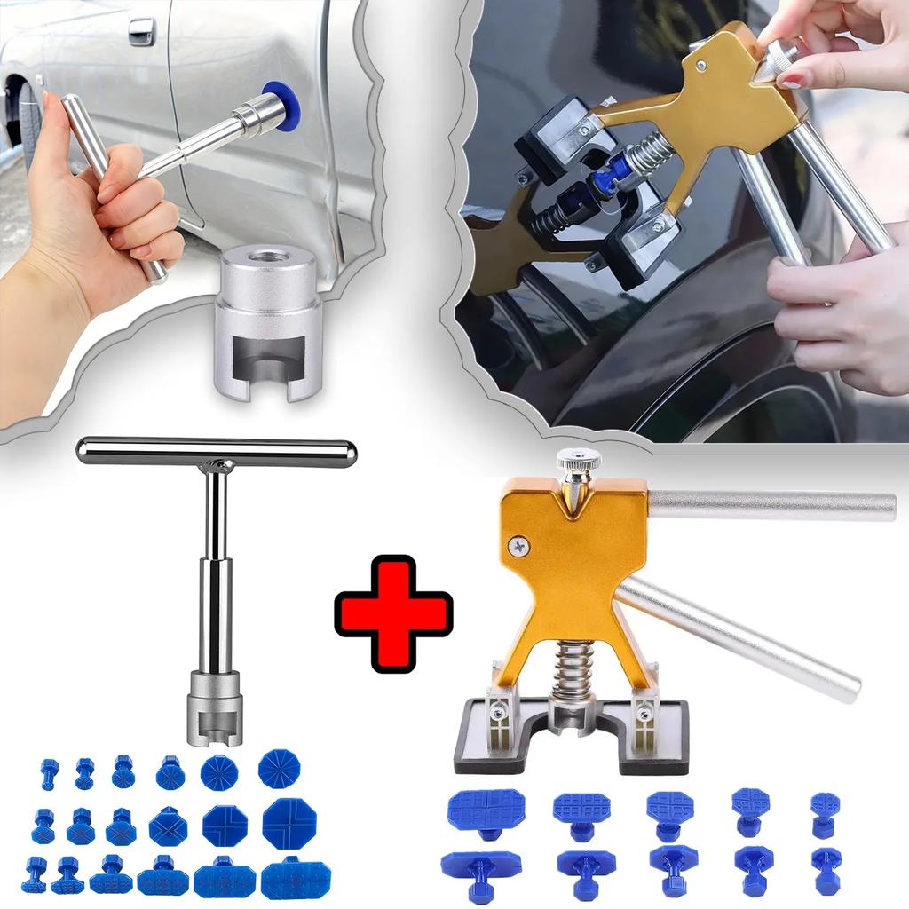 Lackfreie Auto-Dellenentferner Werkzeuge Blech Dellenzieher Kurze T-Dellenzieher Satz Saugnapf Werkstattsatz für Auto Hagelschaden Reparatur