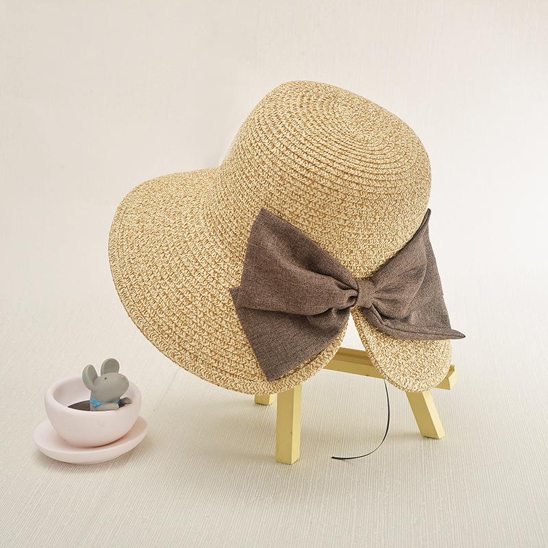 New women's sunshade, beach hat women, split-ended big bow fashion travel sunscreen big edge straw hat