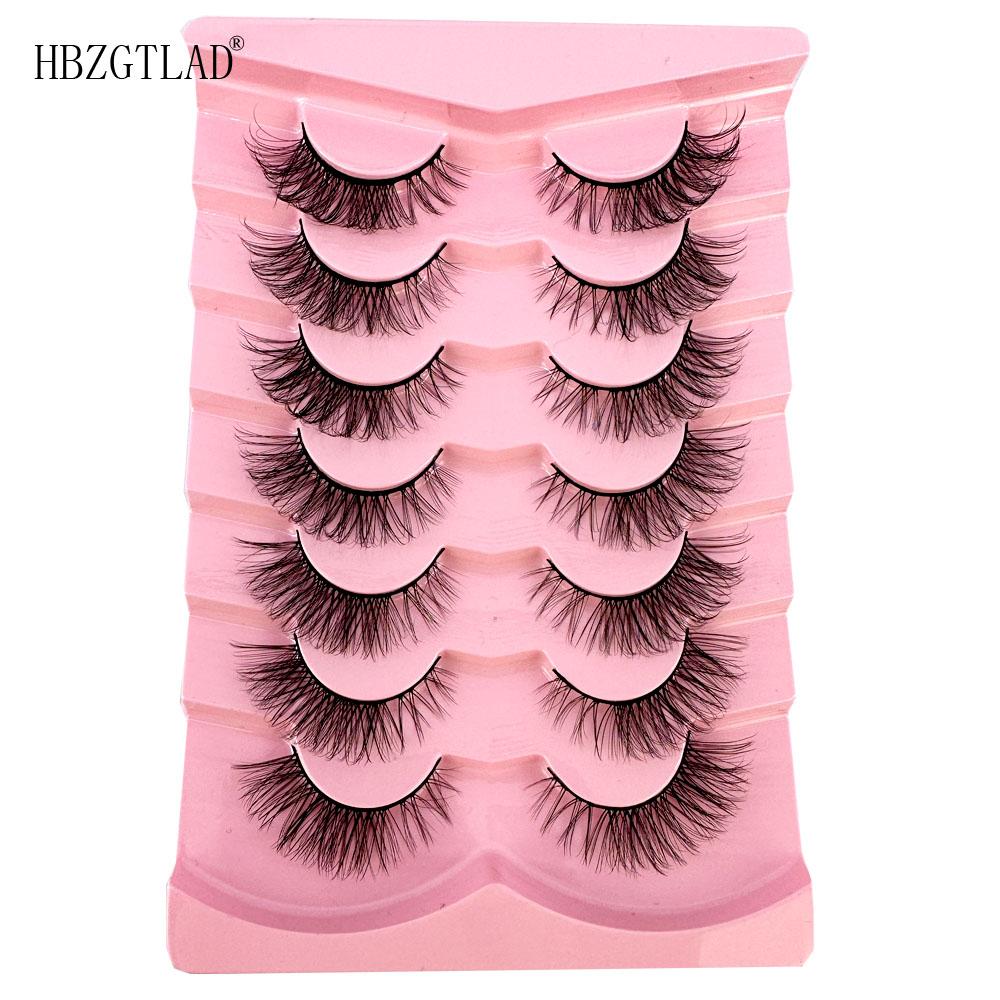 NEU 7 Paar Katzenaugen-Wimpern 3D Natürliche falsche Wimpern 5d Flauschige weiche Kreuz-Manga-Wimpern Wispy Natürliche Wimpernverlängerung Make-up