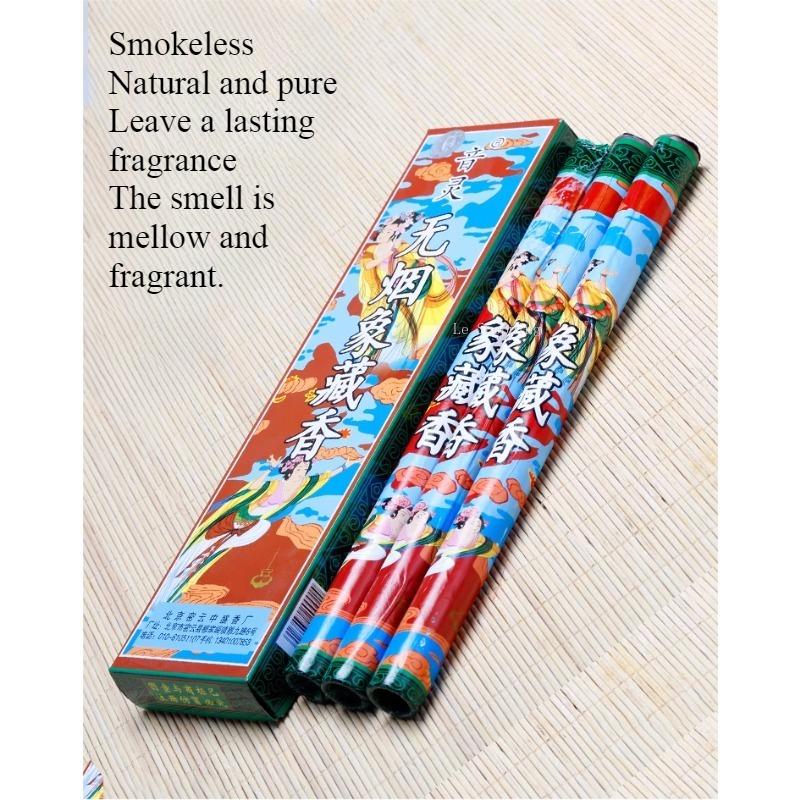 Handgjord tibetansk rökelse Buddha Rökfria rökelsepinnar Tibetanska offer Buddha/Naturlig inomhus Lugnande Meditationr Hemanvändning