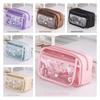 Multi-layer Transparent Pencil case Zipper Stationery Box Personality Transparent Pen Bag  Children