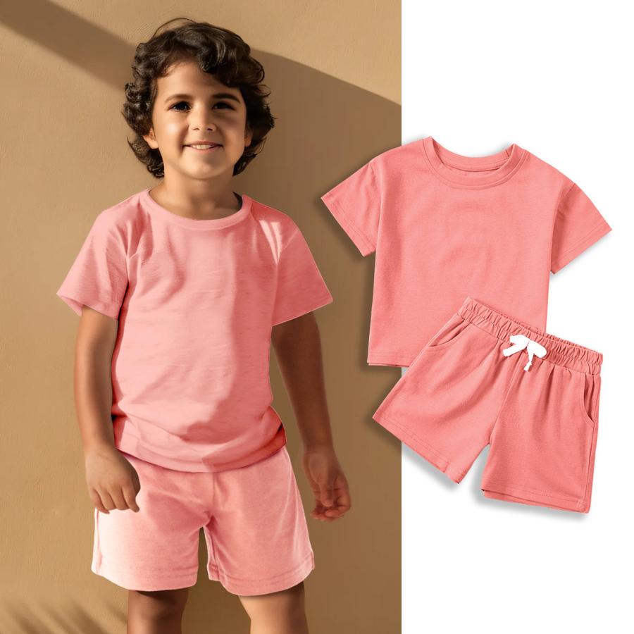 Hot Summer Boys & Girls Outfit Toddler Cotton Short Sleeve Pants Set Casual Everyday Wear