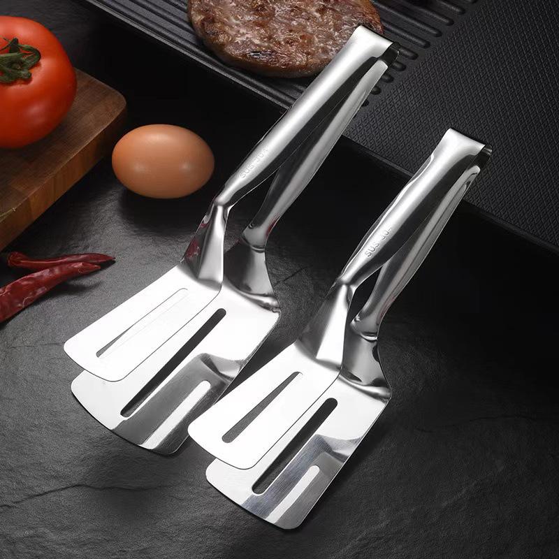 Stainless Steel Multi-Purpose Kitchen Tongs for Steak, Fish, Bread, Pancakes, and BBQ