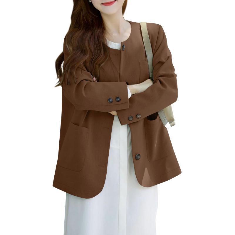 ZANZEA Women Casual Round Neck Long Sleeve Loose Thin Cardigan Outwear