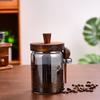 Creative Amber Coffee Bean Tea Storage Jar with Spoon Sealed Jar High Borosilicate Glass Sealed Bottle Wooden Lid Food Container