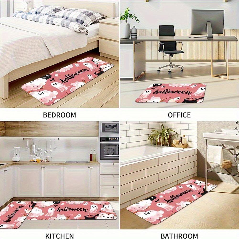 1PC Halloween Skull Crow Kitchen Rug Non-Slip Door Mat Pop Design Bathroom Rug Bath Mat Carpet for Home Sink Laundry Decor