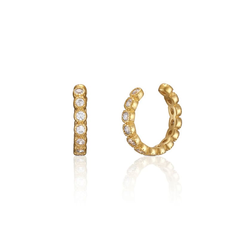 LUNNE Silver Flower Dot Q Ear Cuff #LSE06