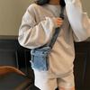 Large Capacity Canvas Crossbody Bag Zipper Closure Messenger Bag Denim Shoulder Bag  Office Use