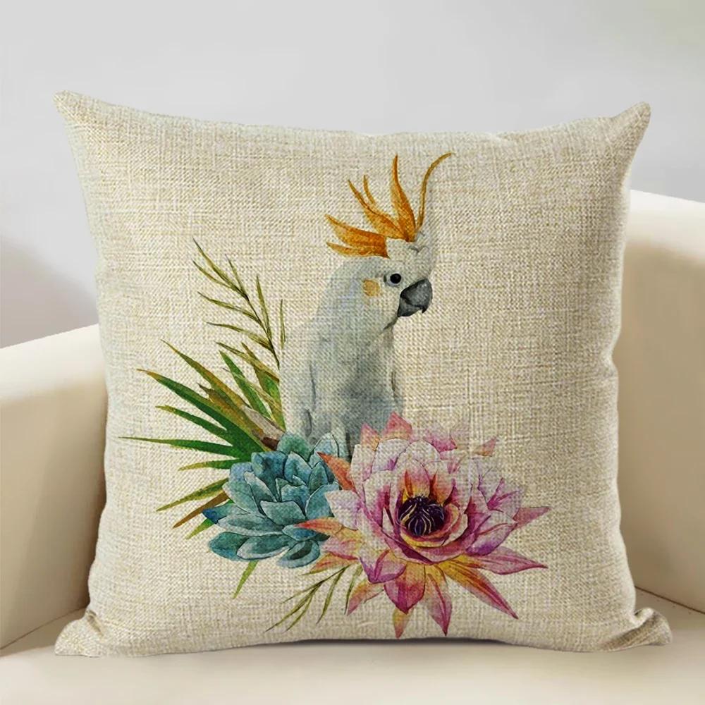 Watercolor Animal Bird Home Sofa Pillow Case Kingfisher Printed Decoration Throw Pillowcas 45x45cm Cushion Cover