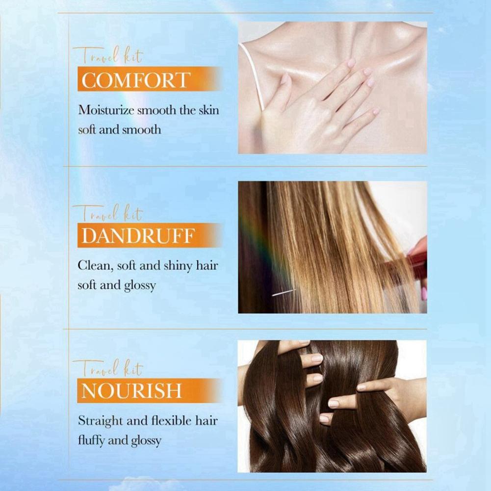 Huile de Coco Soin Cheveux Bain Voyage Ensemble 3 Pièces Shampoing/Masque Capillaire/Gel Douche
